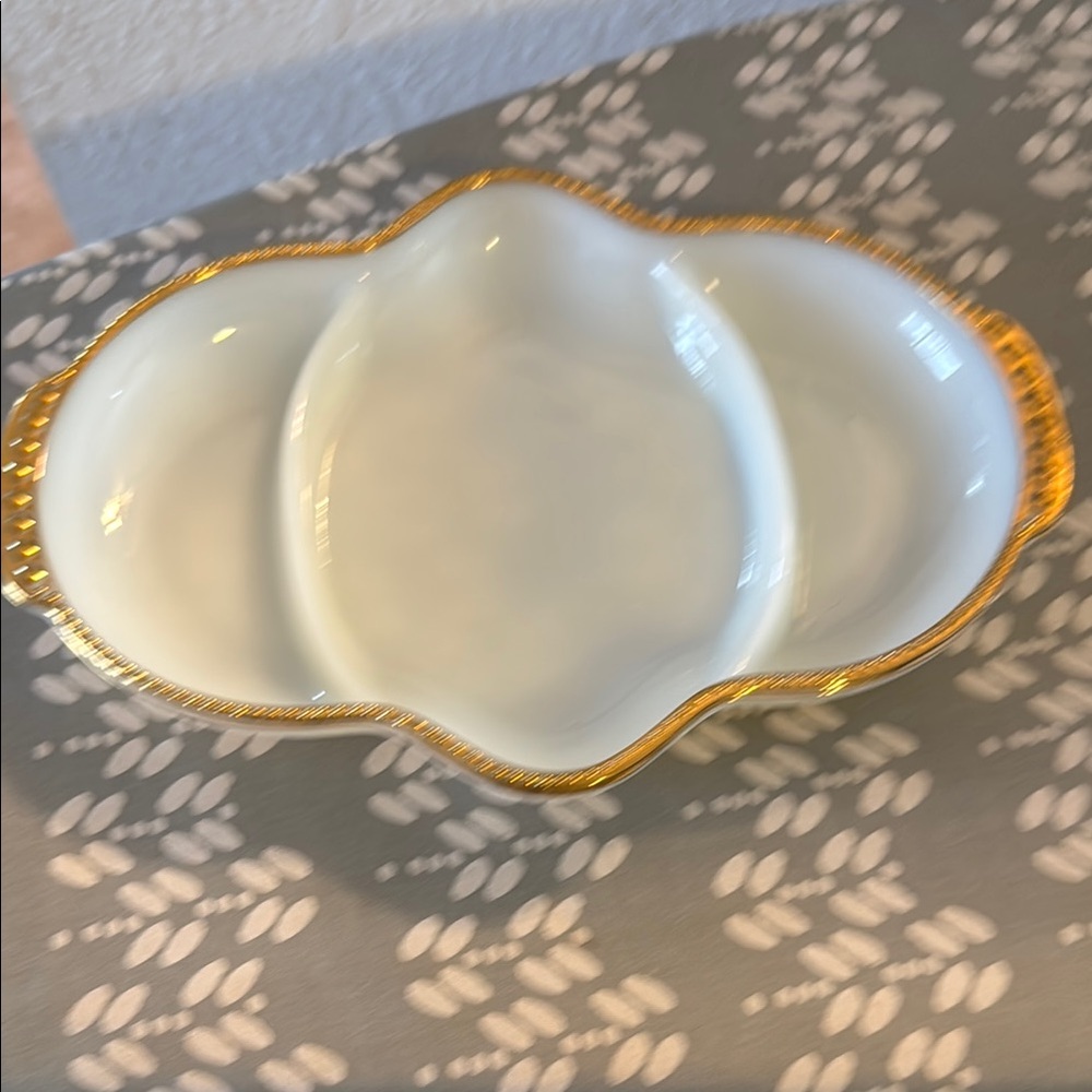 Elegant Gold-Trimmed Serving Dish
